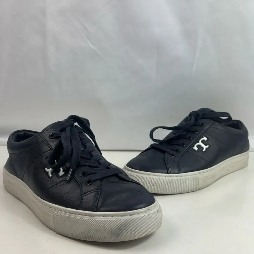 Tory Burch Amalia T-Logo Navy Blue Leather Low Top Women’s Sneakers